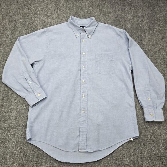 Vintage Lands End Shirt Mens 16 Blue Oxford Cloth Button Down Cotton Long Sleeve - Picture 3 of 16